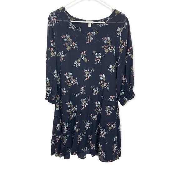 Garnet Hill Dresses & Skirts - Garnet Hill Silk Floral Print Mini Dress Navy Petite 4